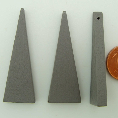 10 pendentifs supports bois gris triangle 40mm à décorer