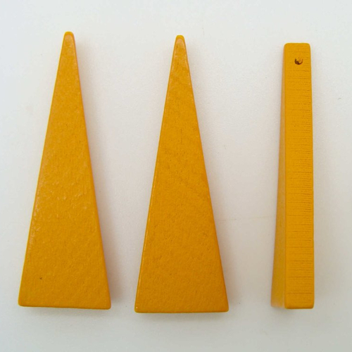 10 pendentifs supports bois jaune foncé triangle 40mm à décorer
