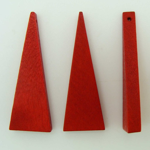 10 pendentifs supports bois rouge triangle 40mm à décorer