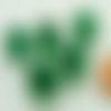 5 perles vert foncé 10mm avec picots bicolores verre lampwork