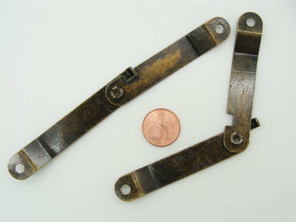 2 Compas Charnières métal bronze à visser 67mm Cartonnage boite quincaillerie