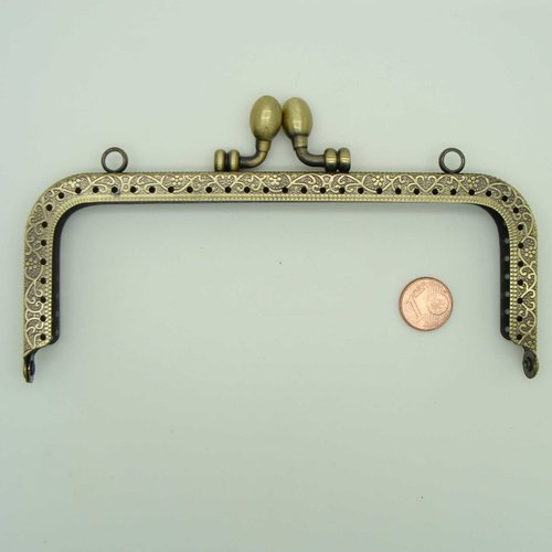 1 grand fermoir porte-monnaie ou pochette sac 15cm bronze mod15 mercerie couture