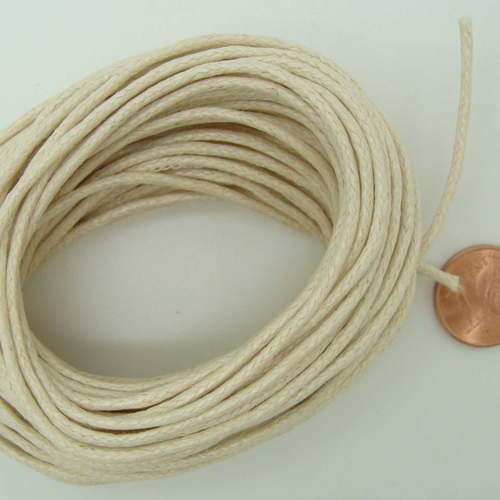 Fil echeveau 10m environ cordon coton cire 1,5mm ecru