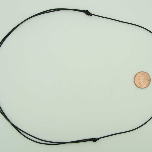 5 colliers noirs fil cordon nylon ciré 1mm taille réglable par noeuds coulissants création bijoux