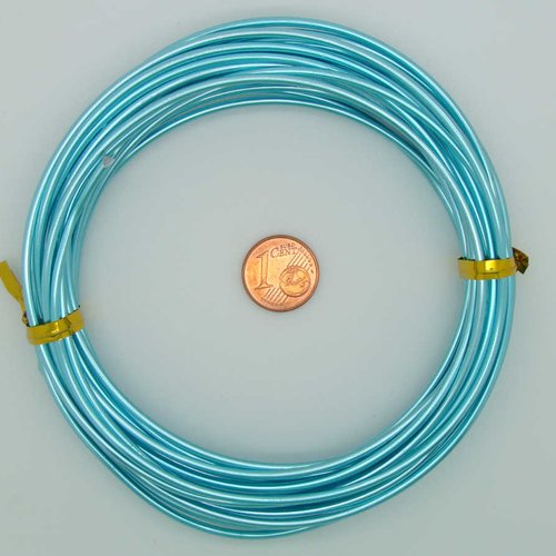 6m fil aluminium alu 2mm bleu clair cordon rond