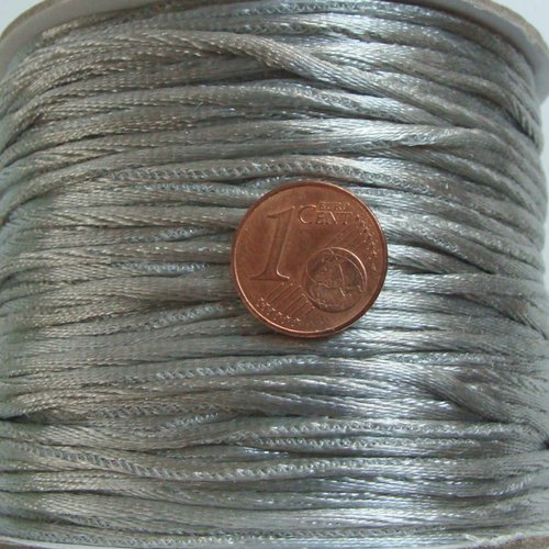 5 mètres queue de rat fil cordon satiné 1,5mm gris argenté