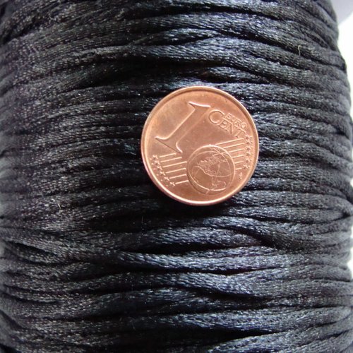 5 mètres queue de rat fil cordon satiné 1,5mm noir
