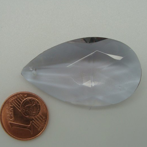 1 pendentif goutte mauve 38mm verre simple facetté