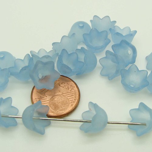 20 perles fleurs clochettes 10mm bleu foncé acrylique nature création bijoux déco