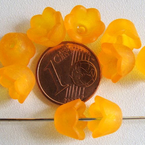 20 perles fleurs clochettes 10mm oranges acrylique nature création bijoux déco
