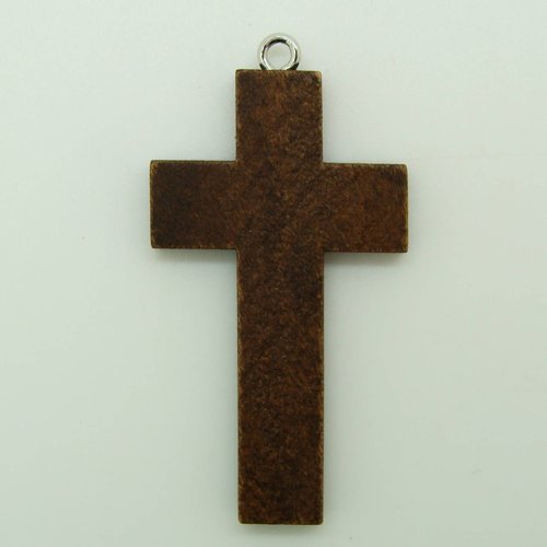 5 pendentifs croix crucifix 50mm bois marron foncé