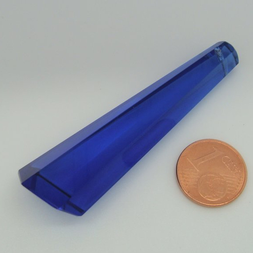 1 pendentif prisme 60mm verre simple facetté bleu