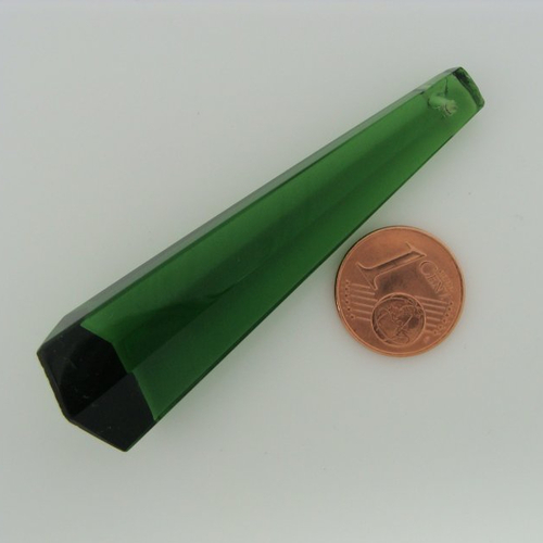 1 pendentif prisme 60mm verre simple facetté vert