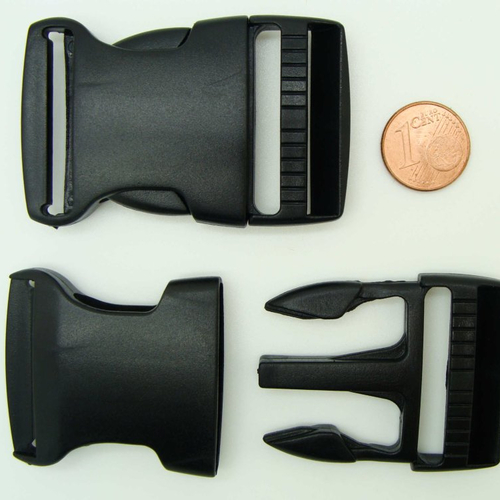 2 fermoirs a clic 58x37mm en plastique noir pour bracelet ou sac