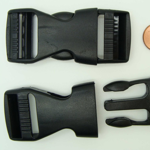 2 fermoirs a clic 69x32mm en plastique noir pour bracelet ou sac