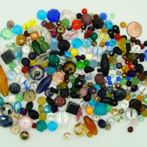 Mix perles verre simple mix couleurs et formes par 200 grammes en verre lampwork