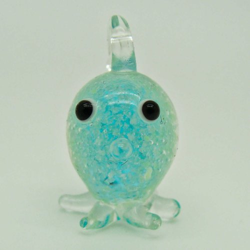 Mini pendentif pieuvre bleue 23mm animal en verre lampwork pour création de bijoux collier