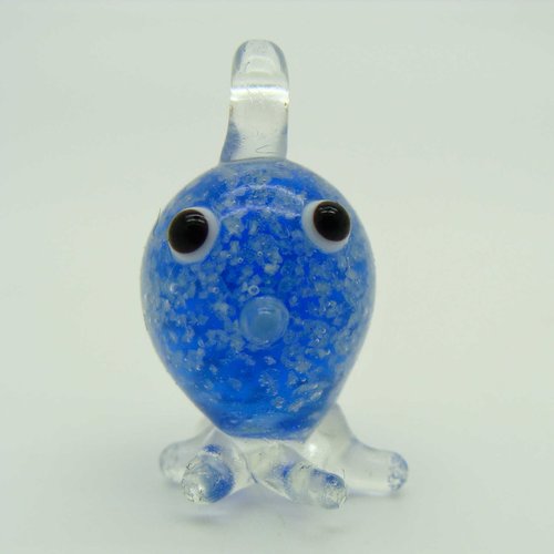 Mini pendentif pieuvre bleu foncé 23mm animal en verre lampwork pour création de bijoux collier