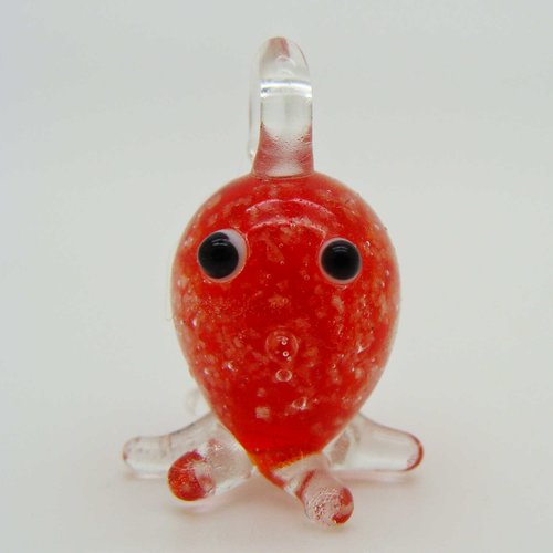 Mini pendentif pieuvre rouge 23mm animal en verre lampwork pour création de bijoux collier