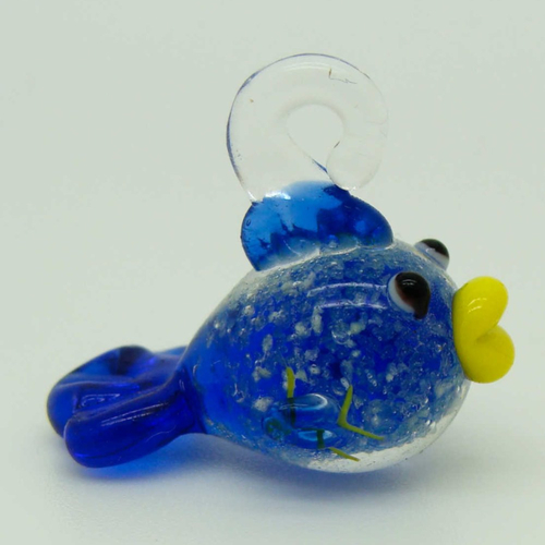 Mini pendentif poisson bleu foncé 23mm animal en verre lampwork pour création de bijoux collier