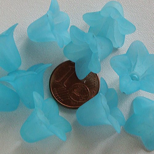 20 perles fleurs corolles 18mm bleu clair acrylique nature création bijoux déco