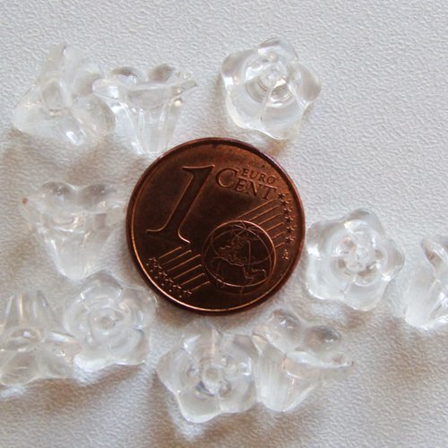 20 perles fleurs cones 8mm transparent nature création bijoux déco
