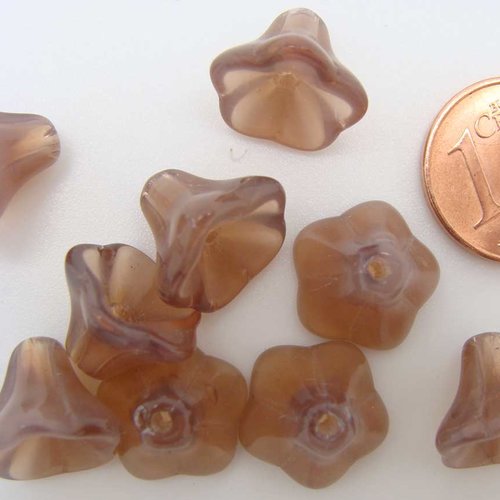 10 perles fleurs cones 12mm marron nature création bijoux déco