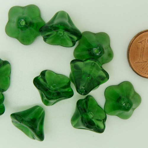 10 perles fleurs cones 12mm vert fonce nature création bijoux déco