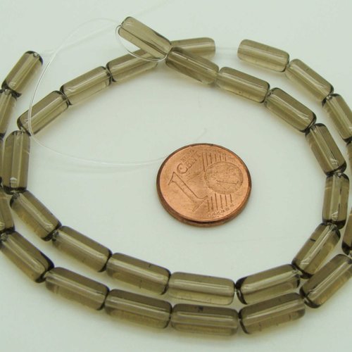 32 perles griases tubes 10mm en verre simple en fil