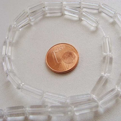 30 perles transparentes tubes 10mm en verre simple en fil
