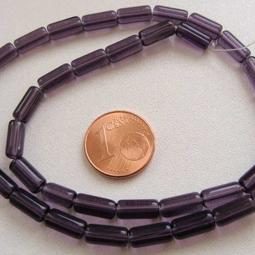 32 perles violet foncé tubes 10mm en verre simple en fil