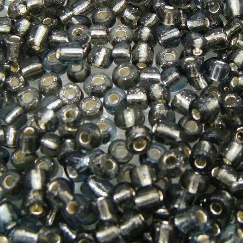 Rocaille 4mm perles verre trou argenté gris par 20 grammes