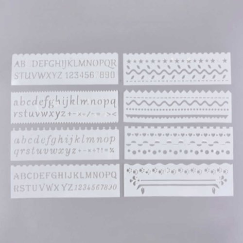8 pochoirs alphabets lettres frises 18,6cm carterie home deco scrapbooking