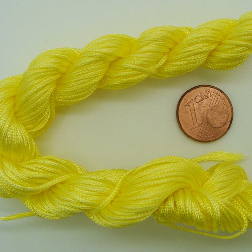 Fil nylon tressé jaune clair écheveau 25m cordon 1mm