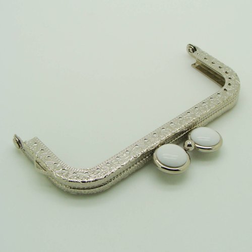 1 fermoir porte-monnaie motif fleuri 10,5cm argenté mod3 mercerie couture