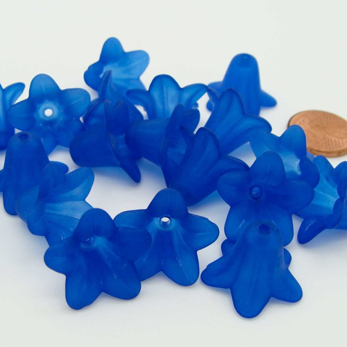 20 perles fleurs corolles 18mm bleu marine acrylique nature création bijoux déco