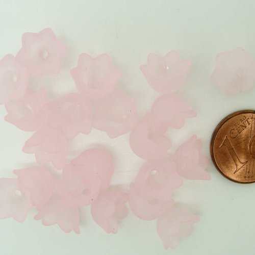 20 perles fleurs clochettes 10mm rose clair acrylique nature création bijoux déco