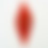 Pendentif feuille rouge spirale dorée 64mm en verre lampwork