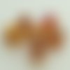 6 perles marron irisées rondes 10mm stries rouges verre façon murano feuille argentée