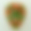 Pendentif coeur 24mm transparent vert et orange verre façon millefiori