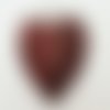 Pendentif bois coeur symbole chinois amour gravée marron 32mm