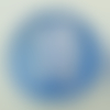1 perle galet 28mm bleu foncé rond plat verre façon murano feuille argentée
