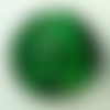 1 perle galet 28mm vert emeraude rond plat verre façon murano feuille argentée