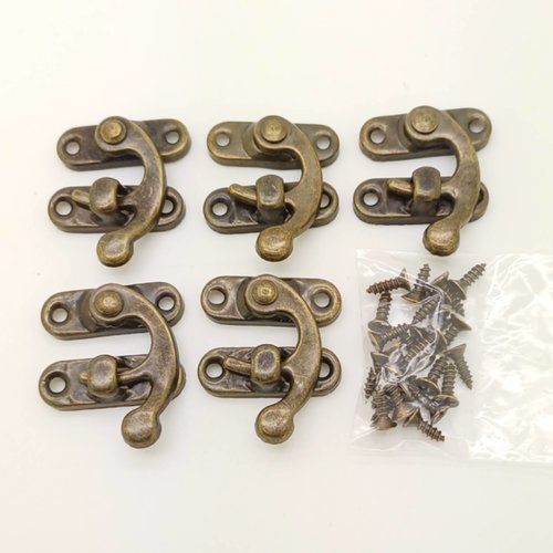 5 fermoirs fermeture 33x27mm métal couleur bronze crochet simple boite cartonnage