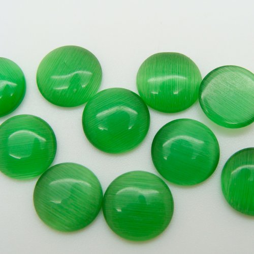 10 cabochons ronds 10mm verre oeil de chat vert emeraude