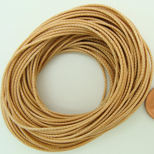 10 mètres fil marron camel nylon polyester ciré 1mm cordon lacet création bijoux déco