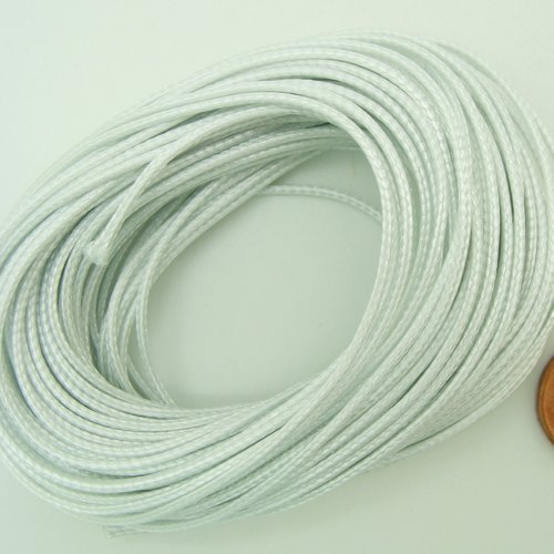 10 mètres fil blanc nylon polyester tressé ciré 1mm cordon lacet création bijoux déco