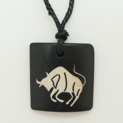Pendentif signe horoscope taureau marron blanc 28mm