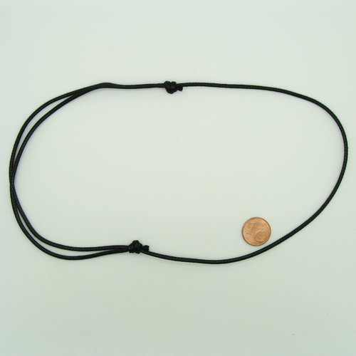 5 colliers noirs épais fil cordon nylon ciré 2mm taille réglable par noeuds coulissants création bijoux