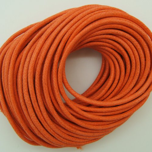 Fil coton ciré 2mm orange en écheveau de 10m cordon création bijoux déco macramé